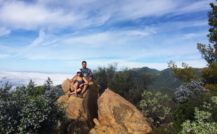 Britt and David on top of Montecito Peak above the clouds